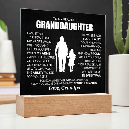 Gift from Grandpa Personalized Granddaughter LED Acrylic Plaque