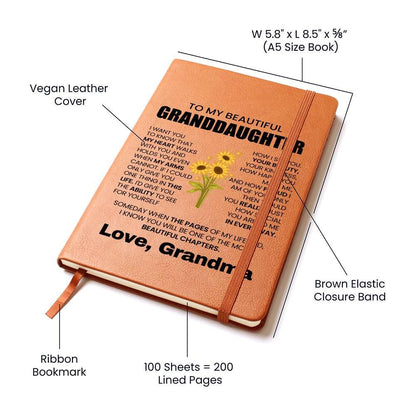 Personalized Granddaughter Keepsake Leather Journal – Graduation Gift – view 4