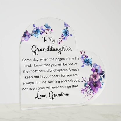 To My Granddaughter Floral Heart Acrylic Plaque gift from Grandma – view 8