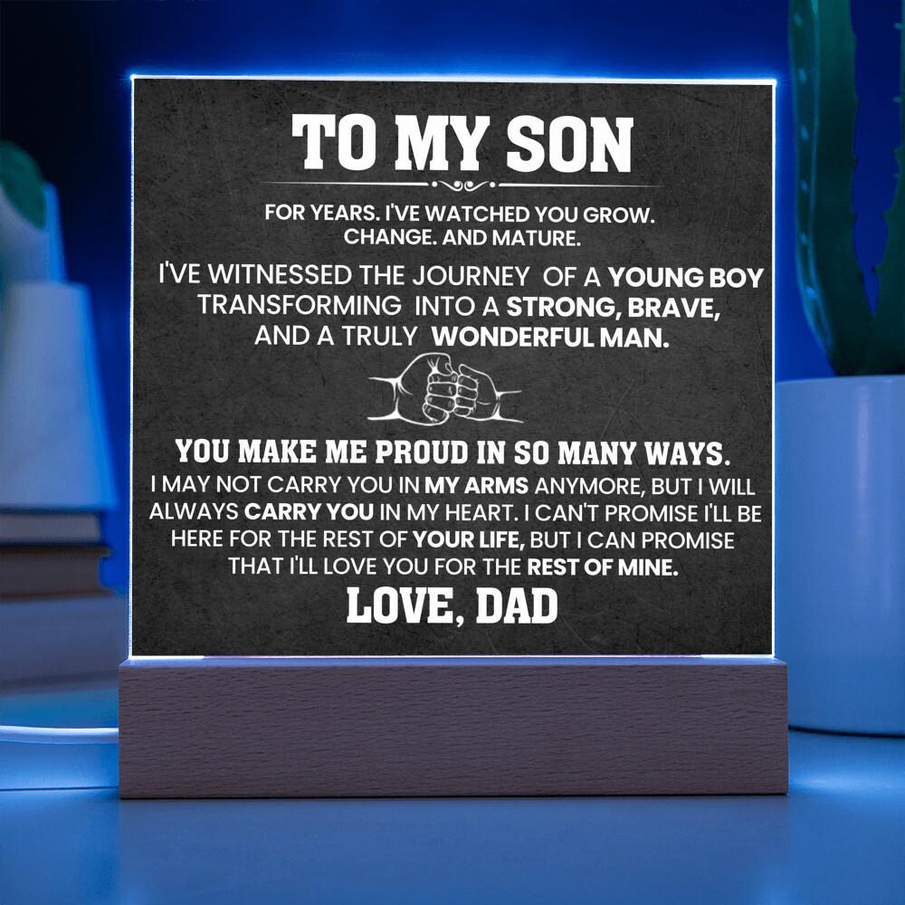 Son Personalized Acrylic Plaque – Dad to Son Gift – view 2