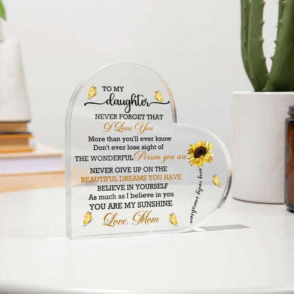 Personalized Daughter Sunflower Heart Acrylic Plaque – Graduation gift – view 4