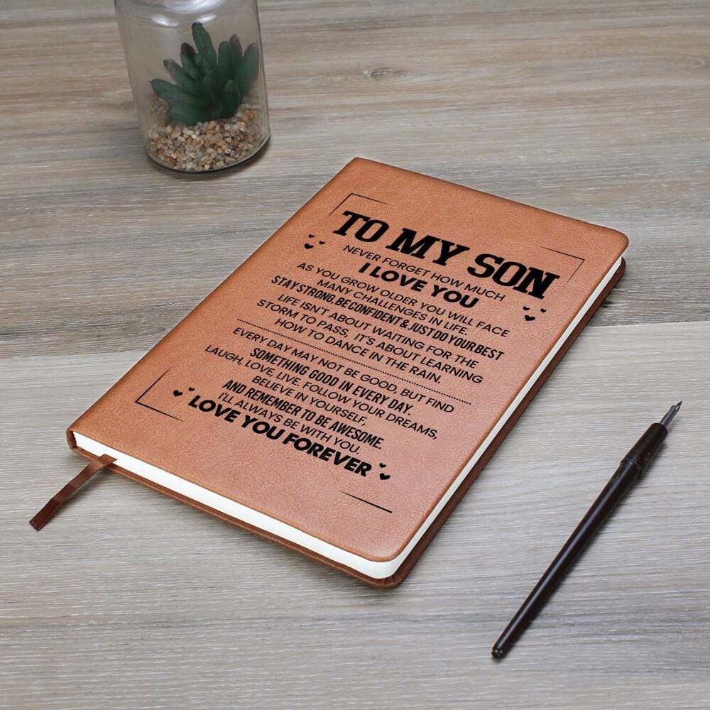Personalized Leather Journal Gift for Son – Gift from mom – view 10