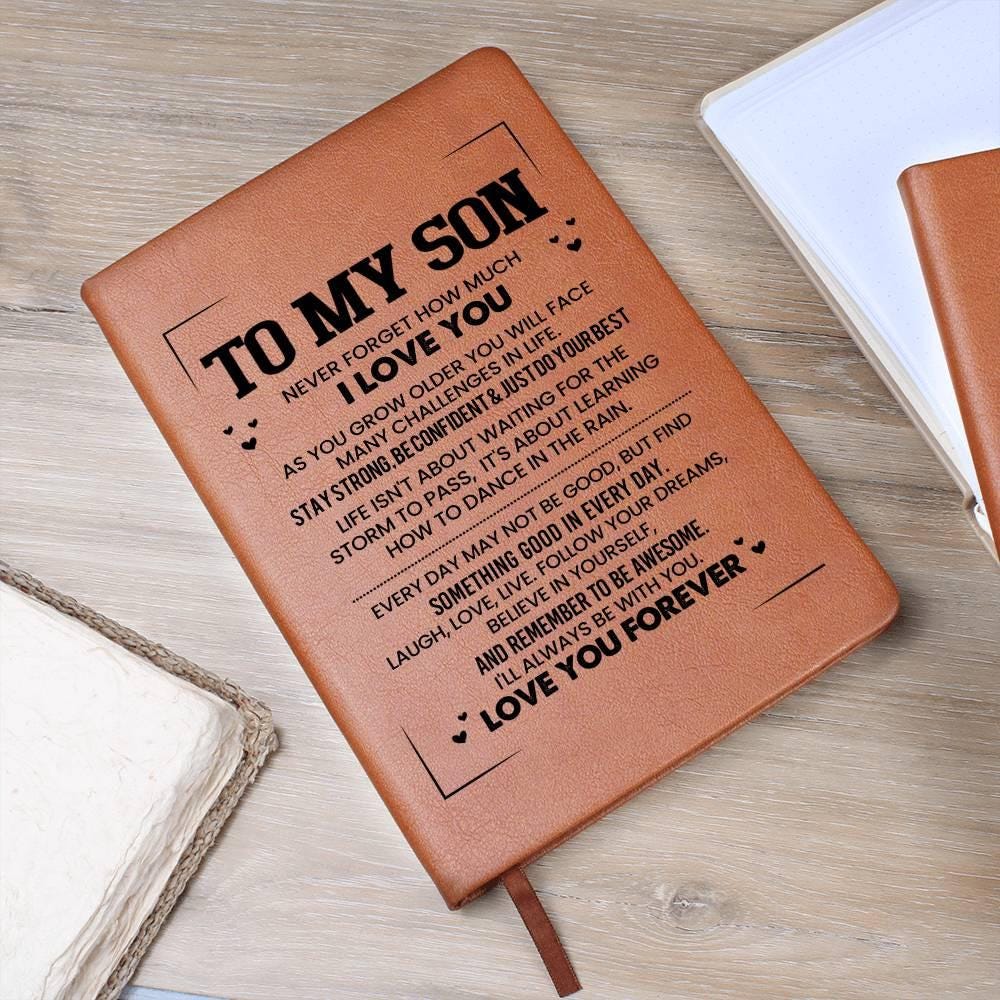 Personalized Leather Journal Gift for Son – Gift from mom – view 9