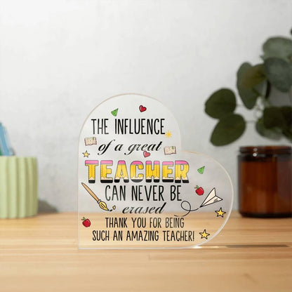 Influence of a Teacher Heart Acrylic Plaque – Unique Teacher Gift Idea – view 10
