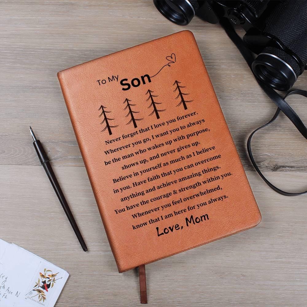 Personalized Leather Journal Gift for Son – Gift from mom – view 2