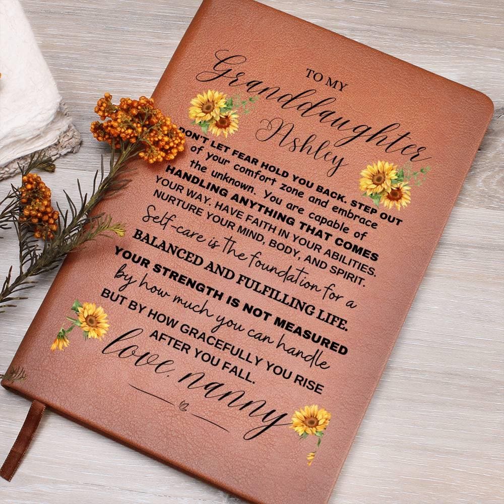 To My Granddaughter Sunflower Personalized Leather Journal