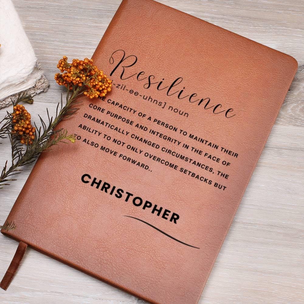 Resilience definition personalized vegan leather journal, Gift for Mentor, Coworker Gift, Positive Gifts, Thank you gift, Motivational Gifts