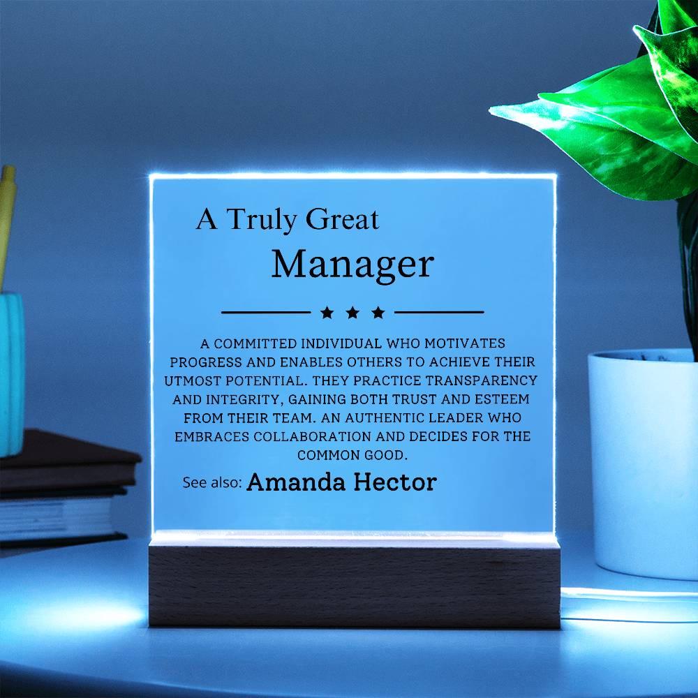 Personalized Manager Appreciation Gift LED Acrylic Plaque – view 2