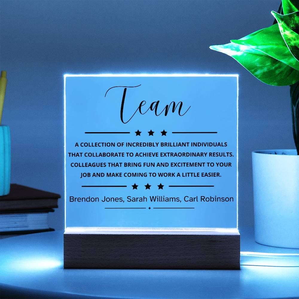 Personalized Team LED Acrylic Plaque – Employee Appreciation Gift – view 2