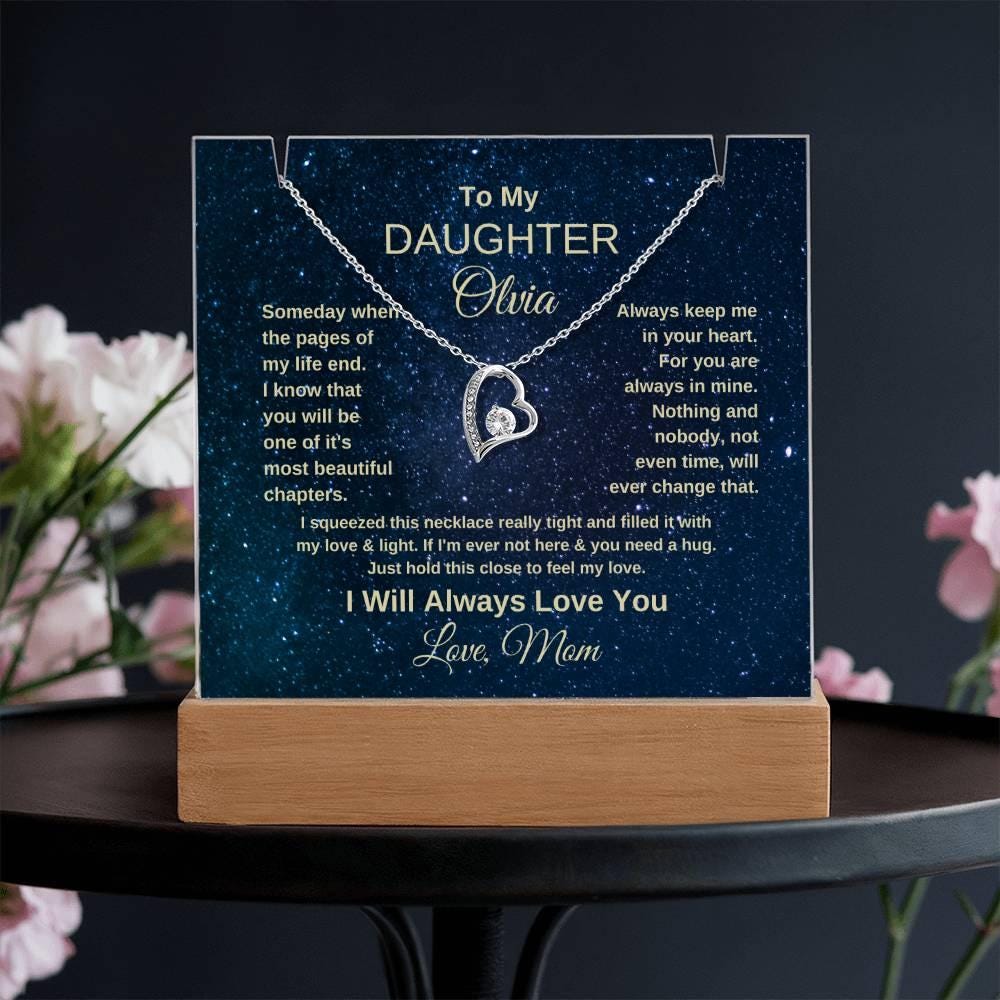 To My Daughter Personalized Acrylic Keepsake with Necklace – view 2