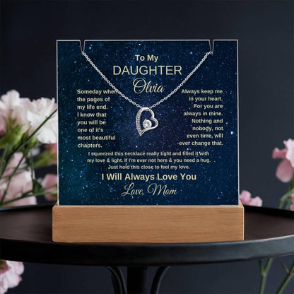 To My Daughter Personalized Acrylic Keepsake with Necklace – view 2