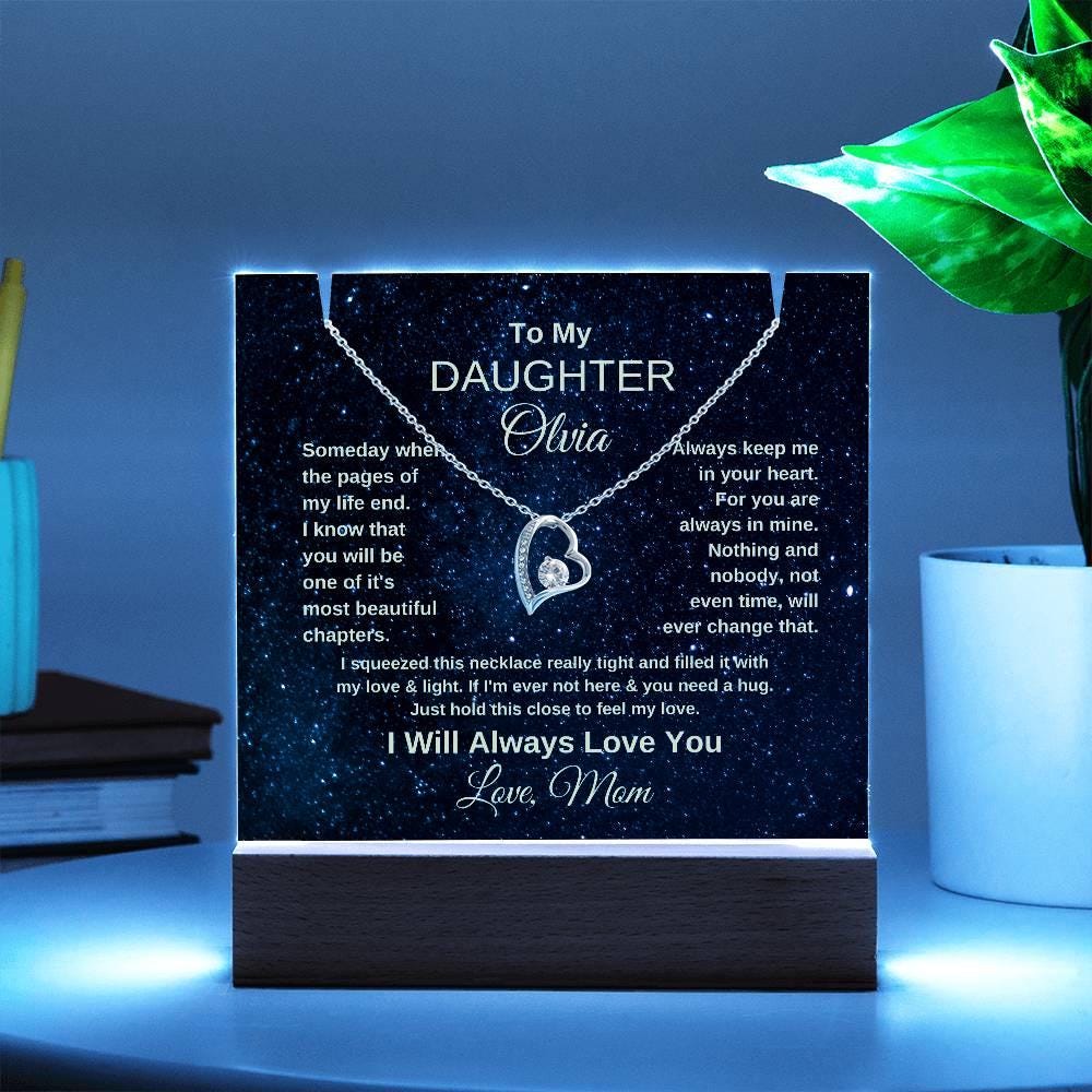 To My Daughter Personalized Acrylic Keepsake with Necklace – view 3