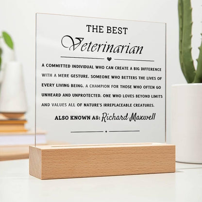 Personalized Veterinarian Gift LED Acrylic Plaque – Animal Clinic