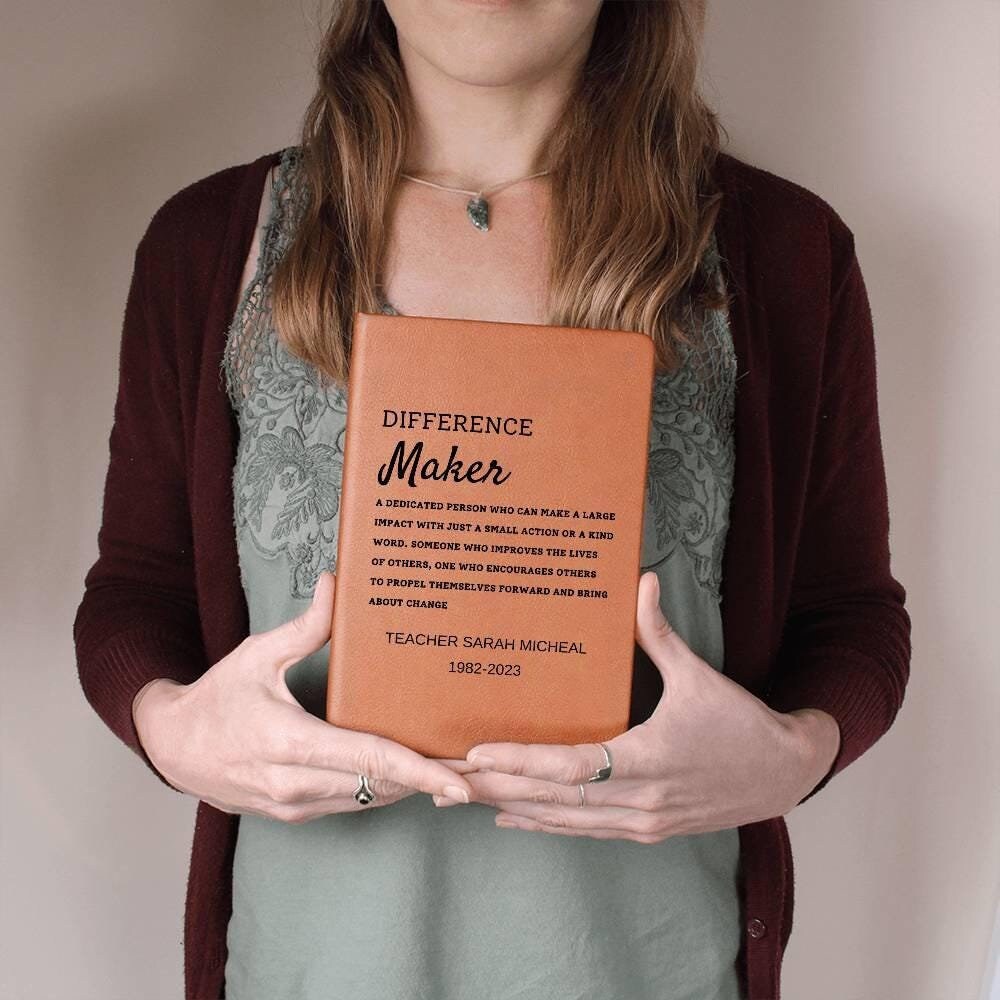 Personalized Difference Maker Leather Journal – Appreciation Gift – view 7