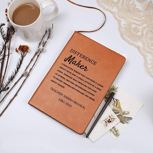Personalized Difference Maker Leather Journal – Appreciation Gift