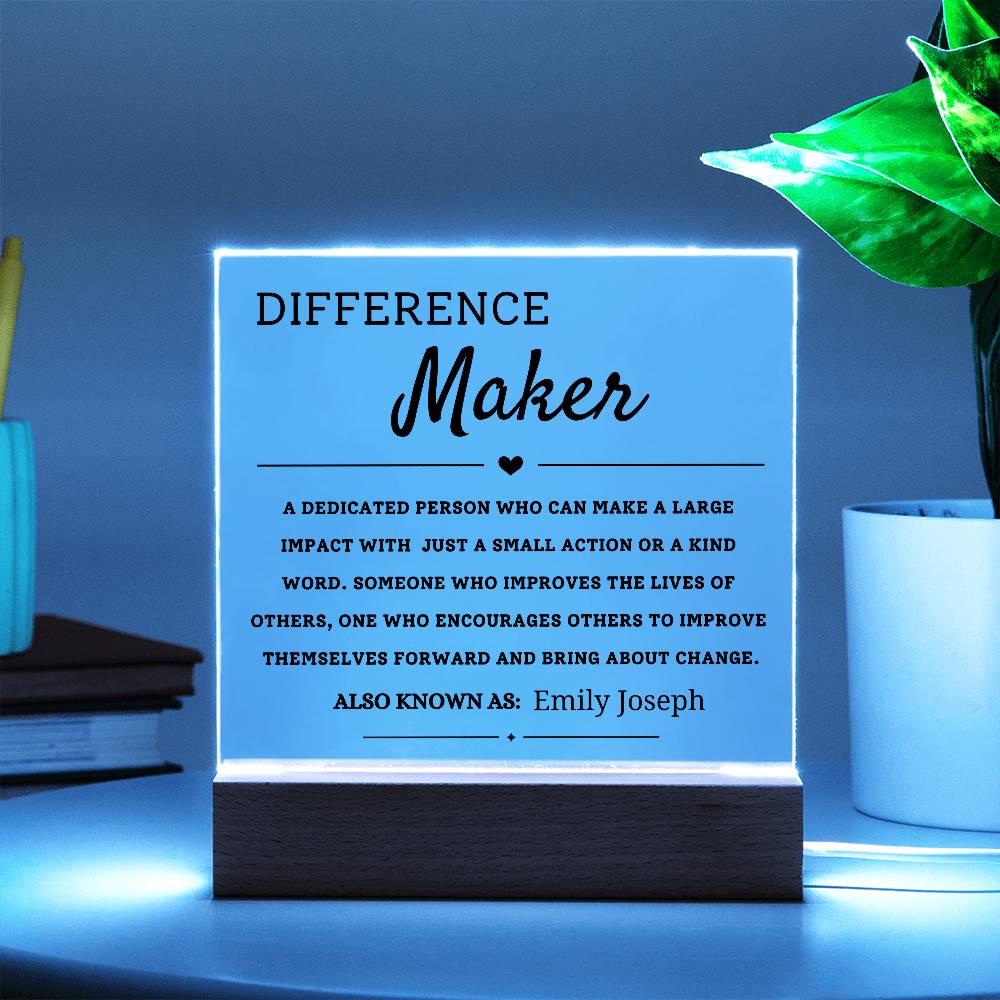 Custom Difference Maker LED Acrylic Plaque – Appreciation Gift – view 2