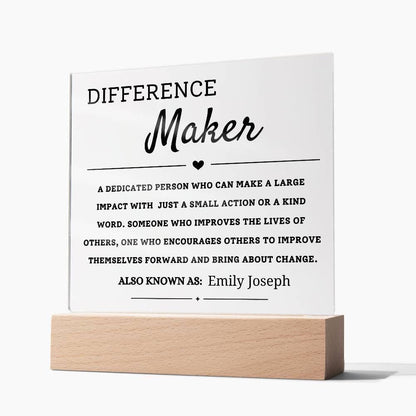 Custom Difference Maker LED Acrylic Plaque – Appreciation Gift – view 3