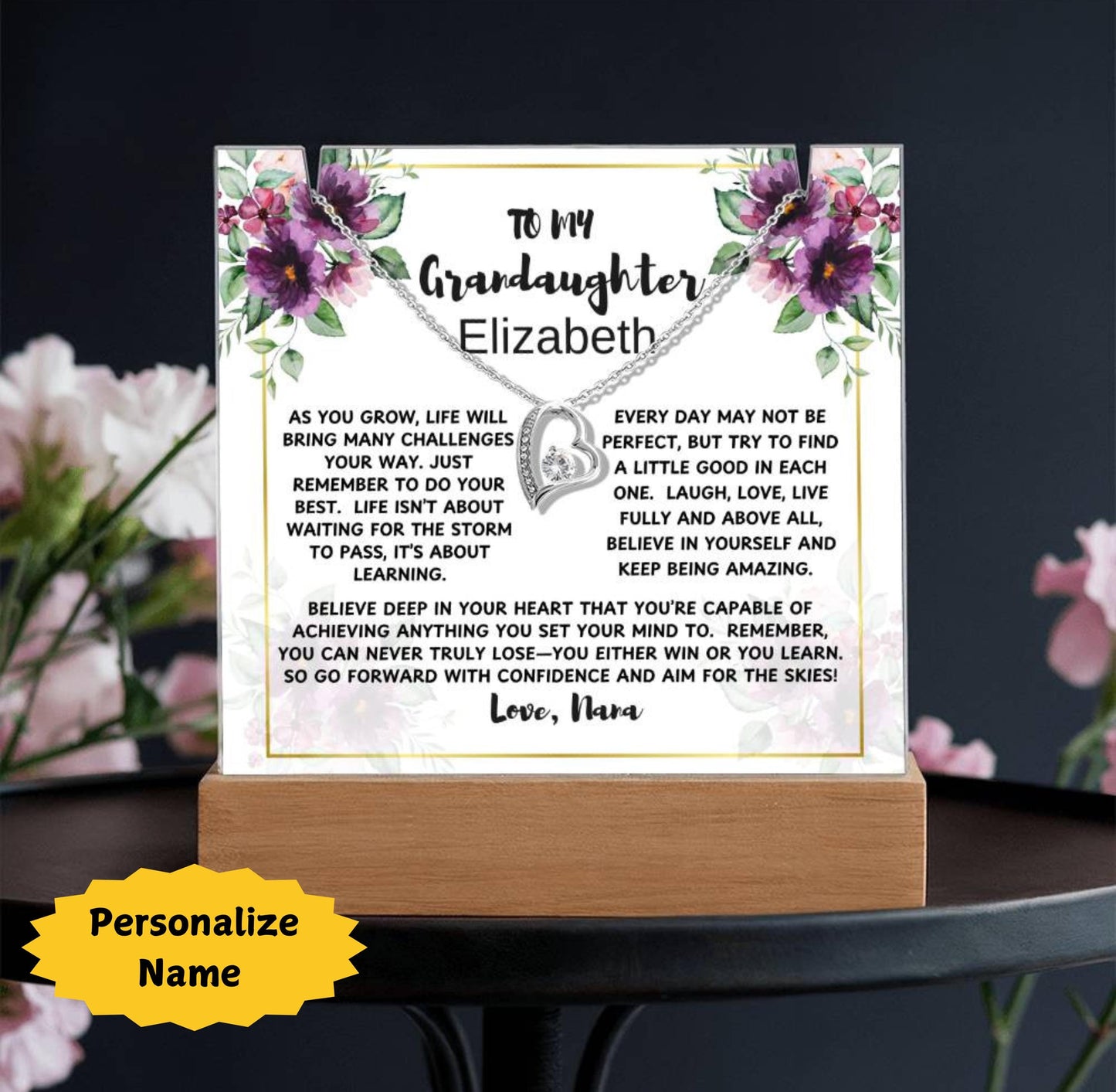 For Granddaughter Floral personalized Acrylic plaque gifts – view 2