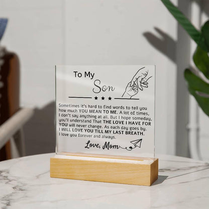 To My Son Acrylic Plaque – Perfect Gift from Mom for Son Birthday – view 9