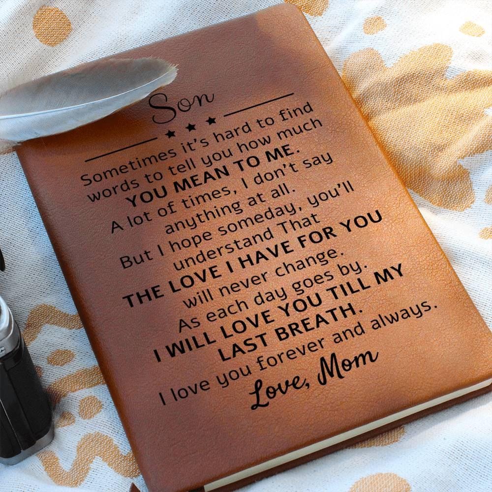 Mom to Son Personalized Vegan Leather Journal – Son Birthday Gift – view 2
