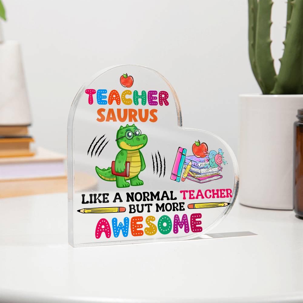 Teacher Saurus Heart Acrylic Plaque – Cute Teacher Gift – view 9
