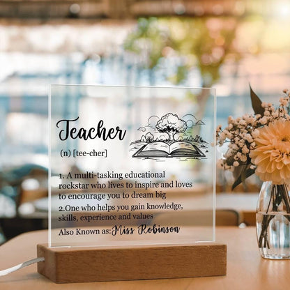 Personalized Teacher Definition LED Acrylic Plaque – Gift from Student – view 2