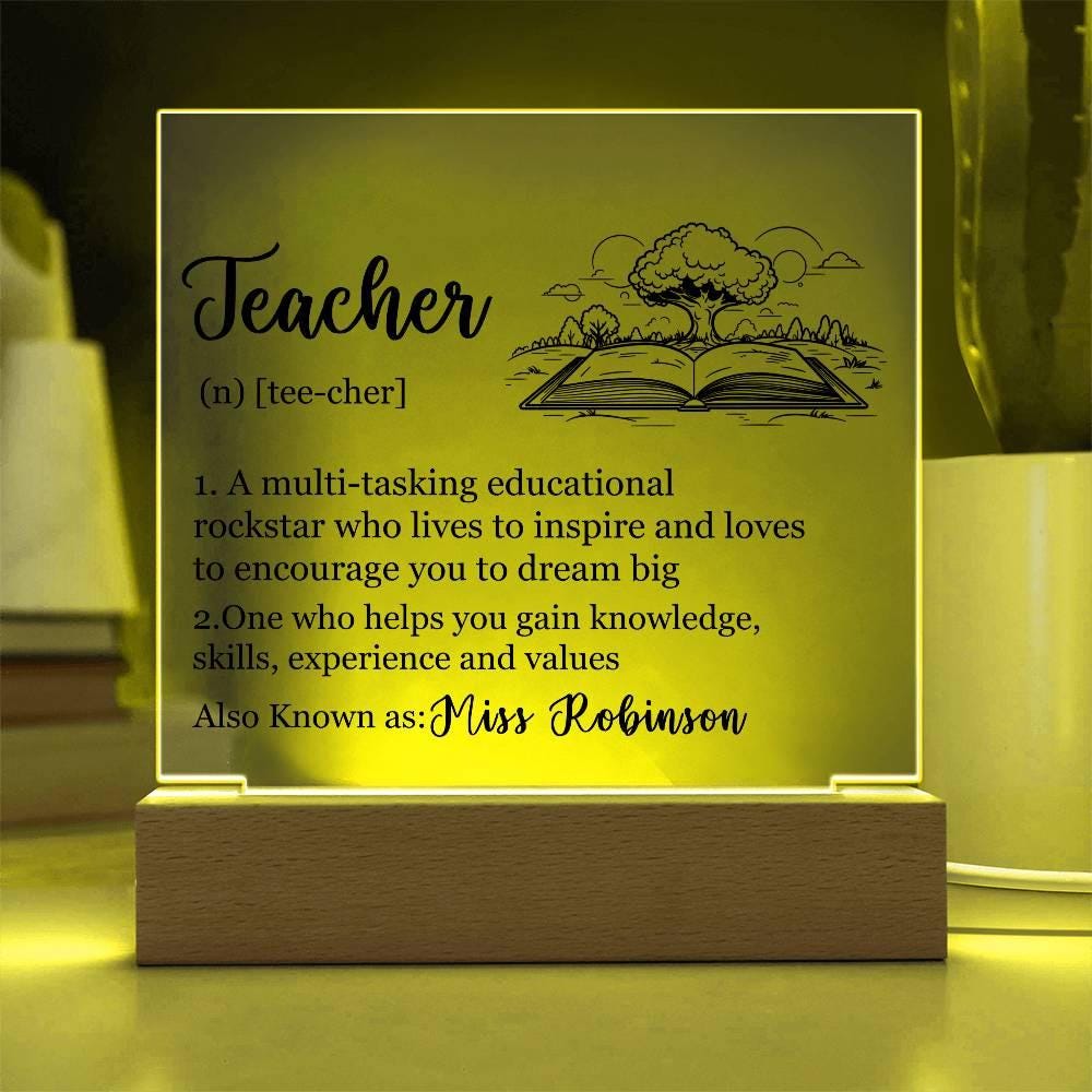 Personalized Teacher Definition LED Acrylic Plaque – Gift from Student – view 5
