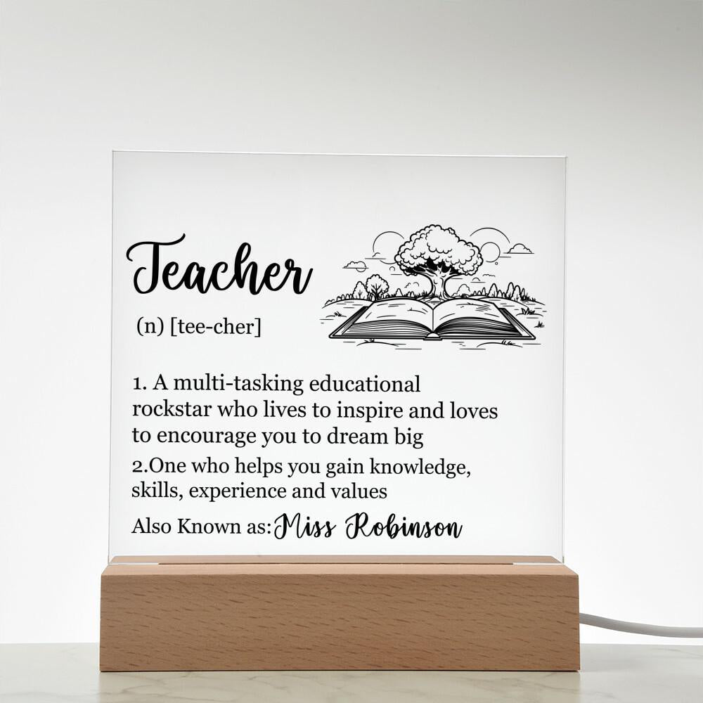 Personalized Teacher Definition LED Acrylic Plaque – Gift from Student – view 10