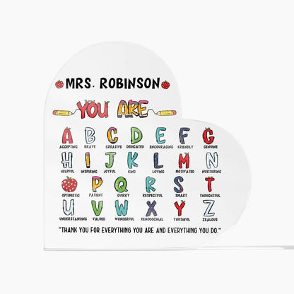 Personalized Cute Teacher Heart Plaque – End of year Gift – view 10