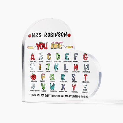 Personalized Cute Teacher Heart Plaque – End of year Gift – view 3