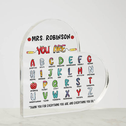 Personalized Cute Teacher Heart Plaque – End of year Gift – view 2