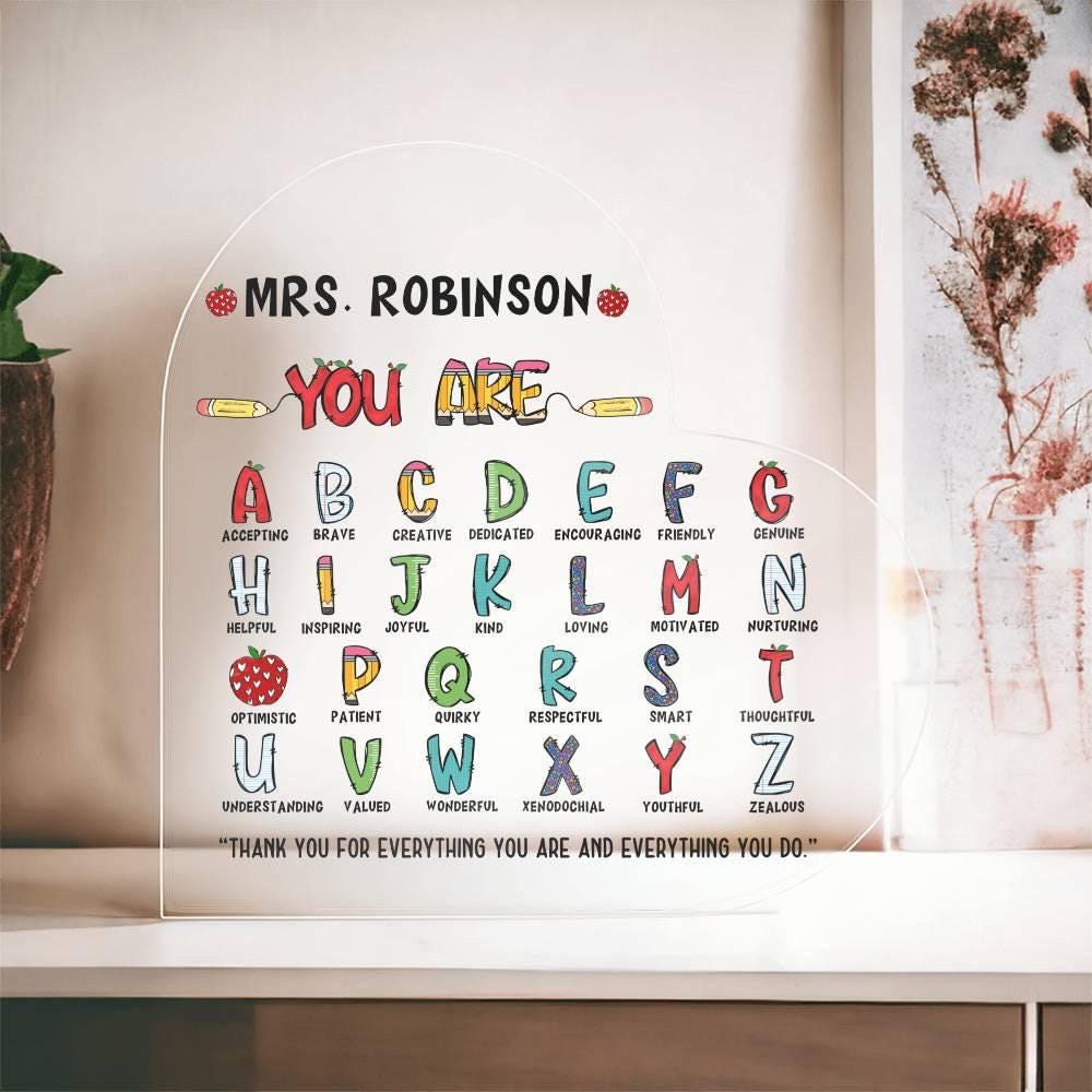 Personalized Cute Teacher Heart Plaque – End of year Gift – view 9