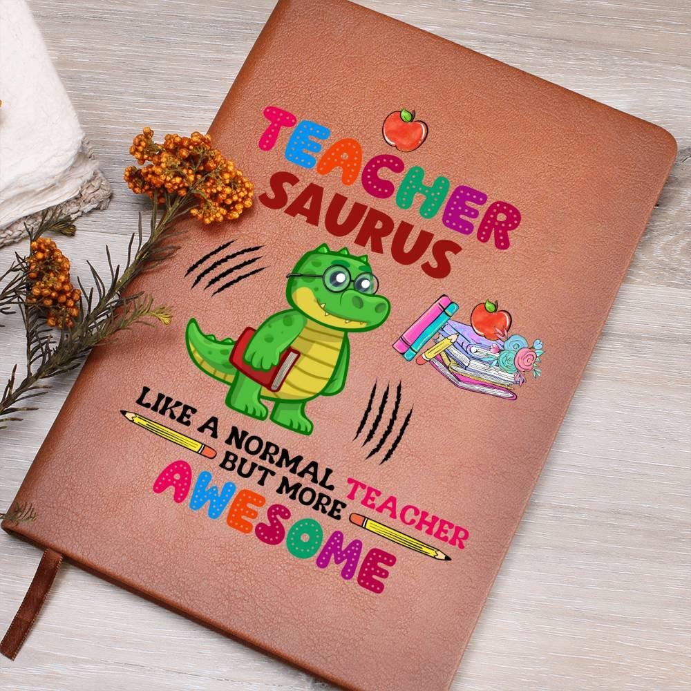 Teacher Saurus Personalized Leather Journal – Back to school
