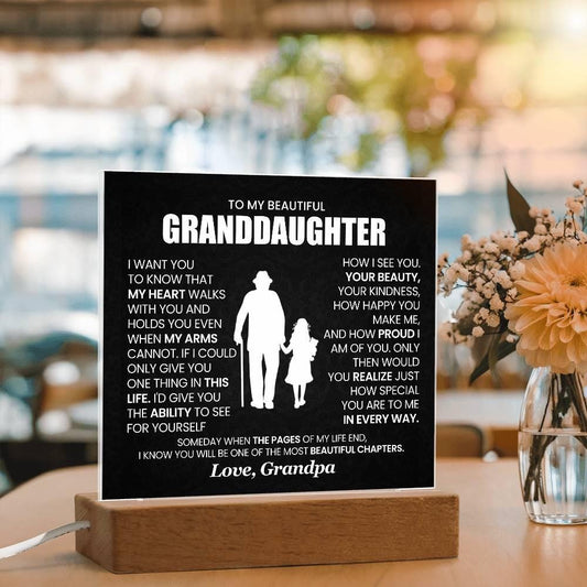 Gift from Grandpa Personalized Granddaughter LED Acrylic Plaque – view 2