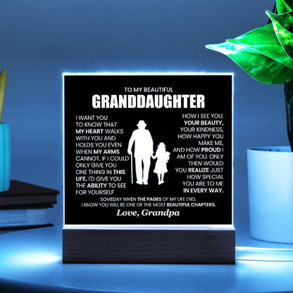 Gift from Grandpa Personalized Granddaughter LED Acrylic Plaque – view 3