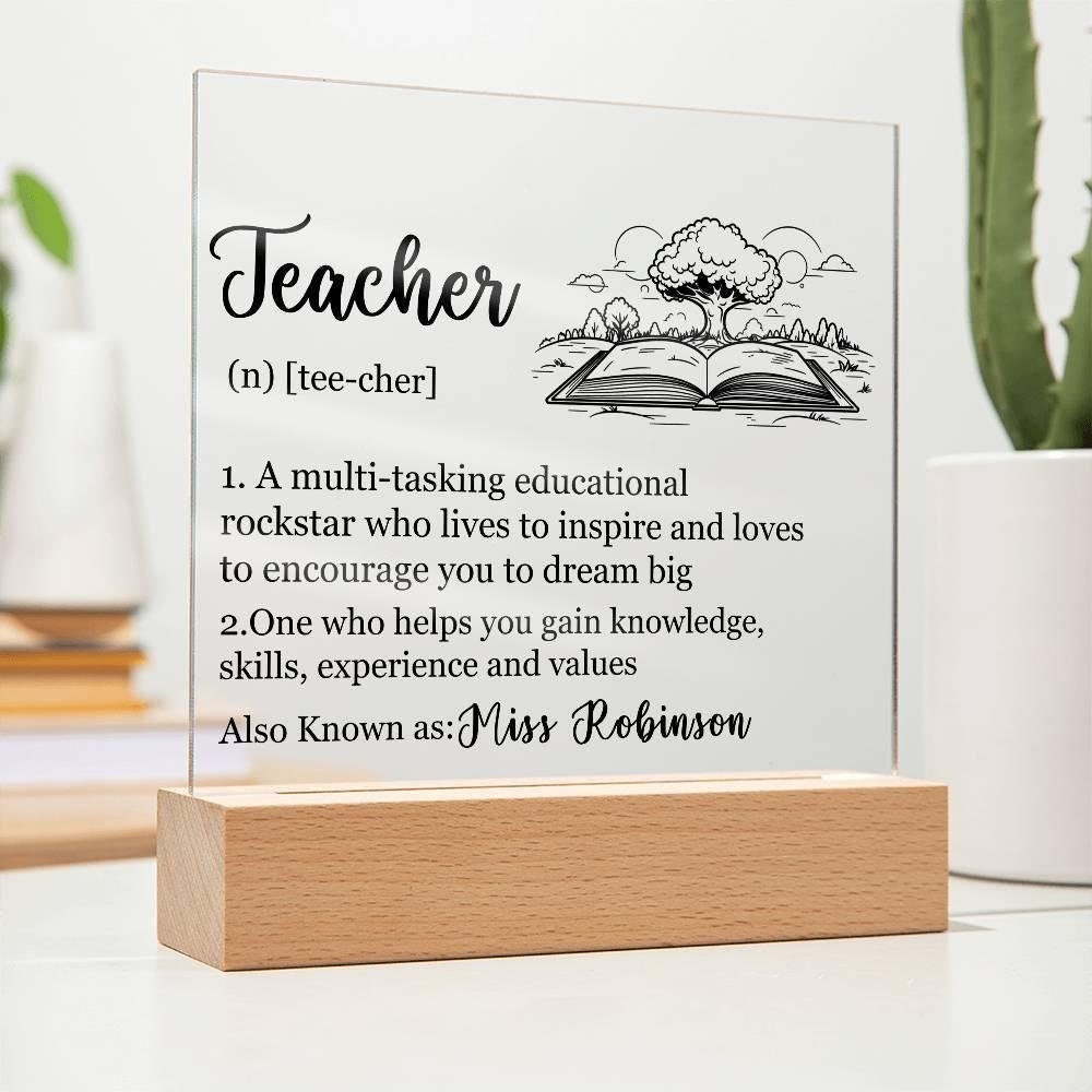 Personalized Teacher Definition LED Acrylic Plaque – Gift from Student