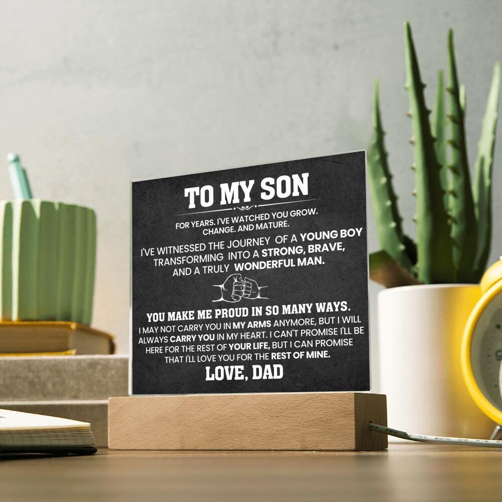 Son Personalized Acrylic Plaque – Dad to Son Gift – view 9