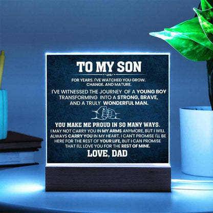 Son Personalized Acrylic Plaque – Dad to Son Gift – view 7