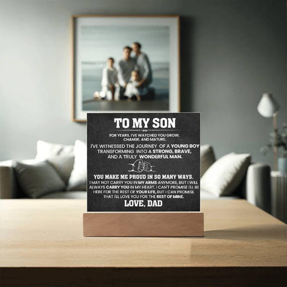 Son Personalized Acrylic Plaque – Dad to Son Gift – view 3