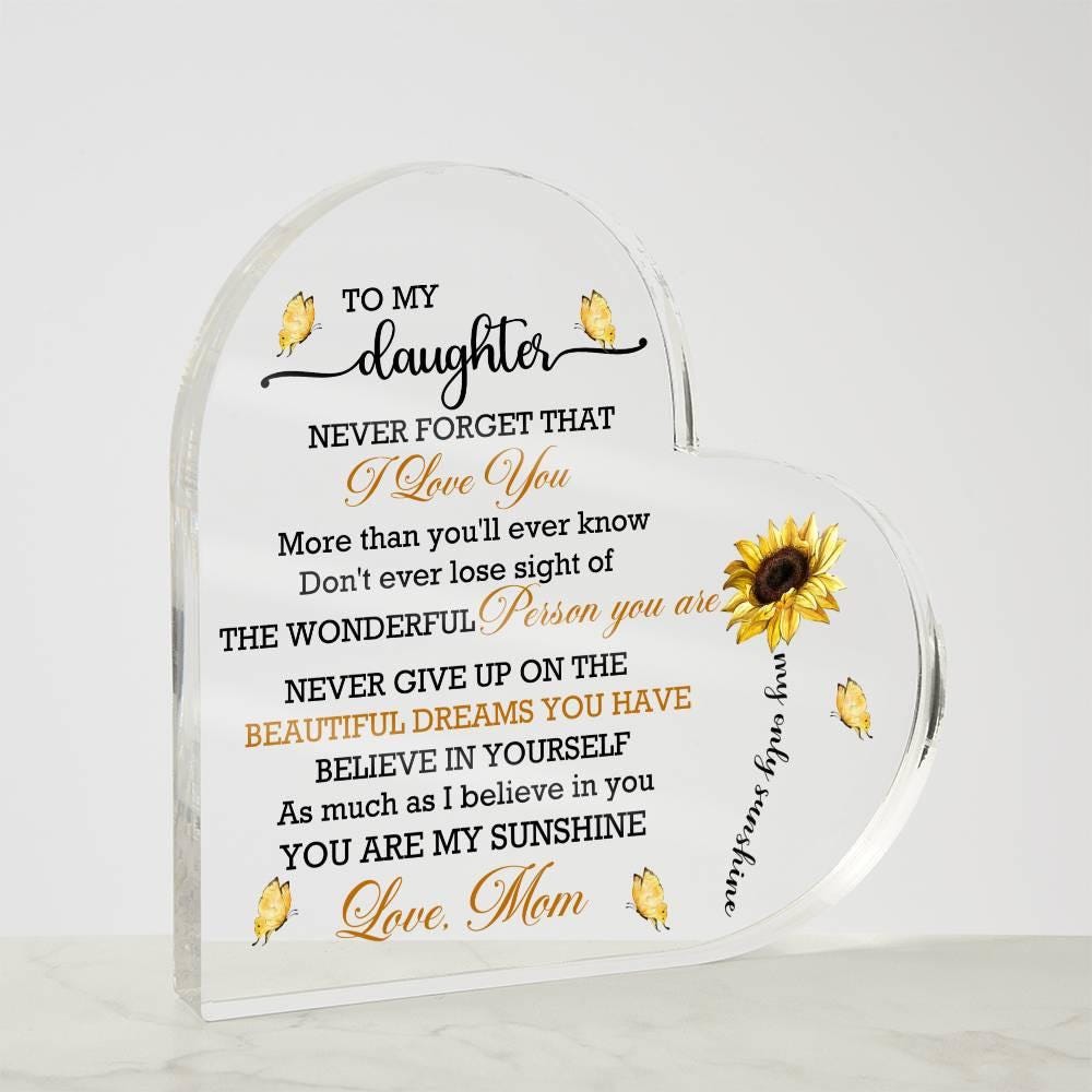 Personalized Daughter Sunflower Heart Acrylic Plaque – Graduation gift – view 3