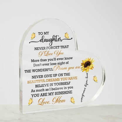 Personalized Daughter Sunflower Heart Acrylic Plaque – Graduation gift – view 3