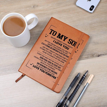 Personalized Leather Journal Gift for Son – Gift from mom – view 2
