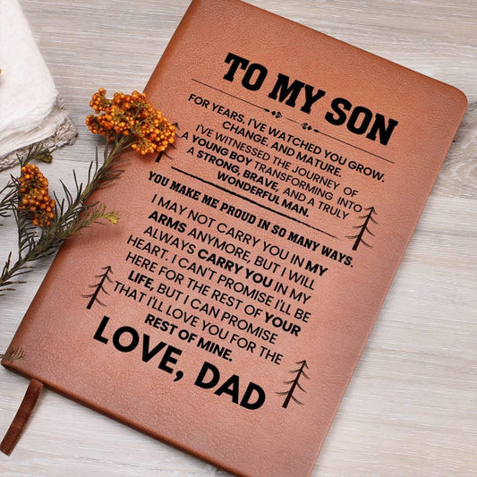 Personalized Son Leather Journal – Son Birthday Gift from Mom