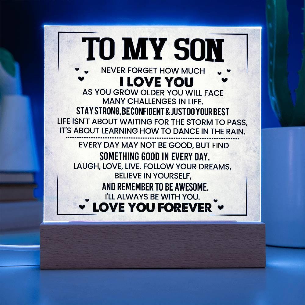 To My Son LED Acrylic Plaque Gift – Personalized Son Christmas Gift – view 4