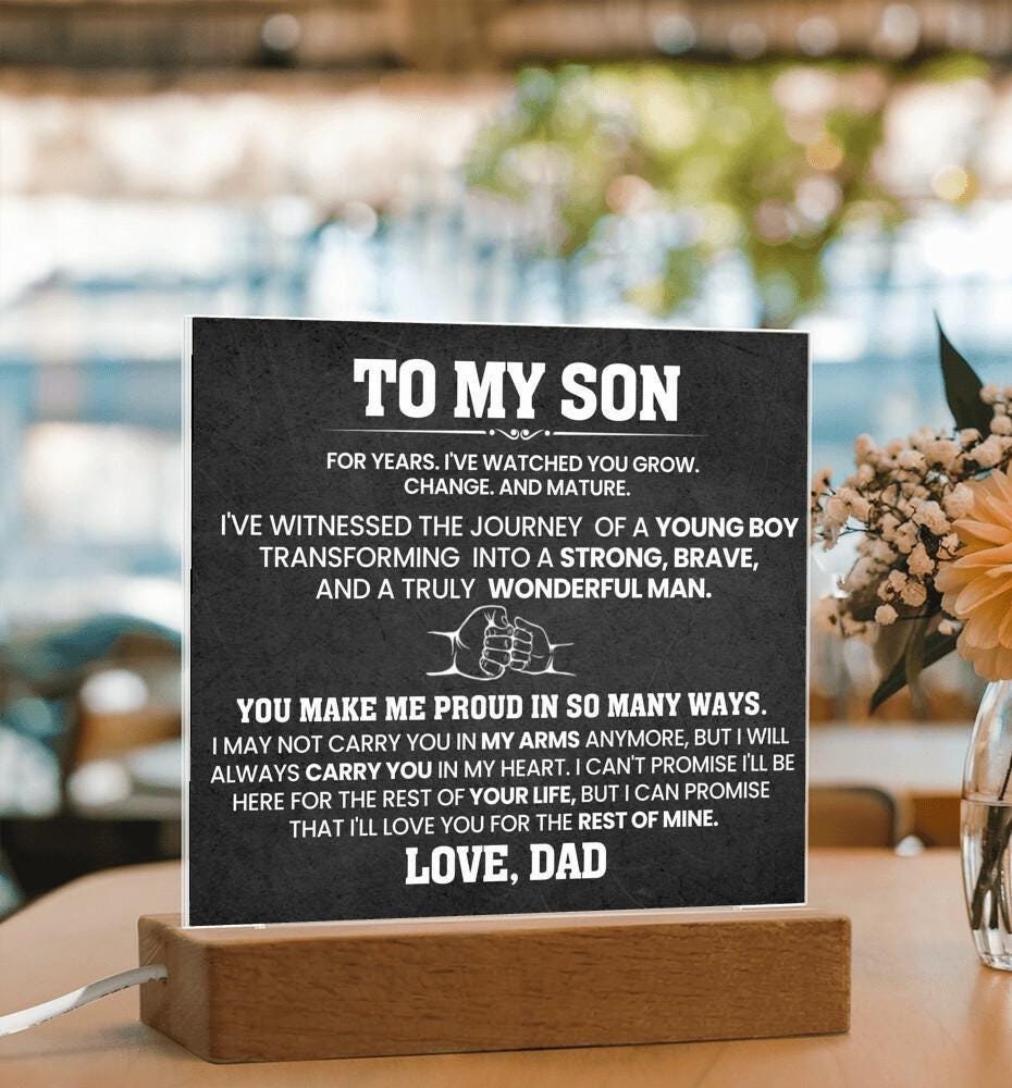 Son Personalized Acrylic Plaque – Dad to Son Gift