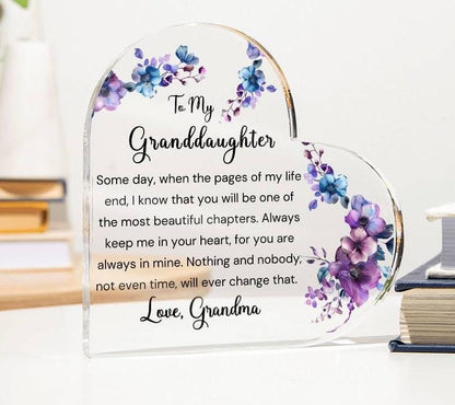 My heart walks with you to my granddaughter heart acrylic plaque gift