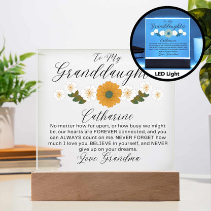 To My Granddaughter Floral Personalized LED Acrylic Plaque
