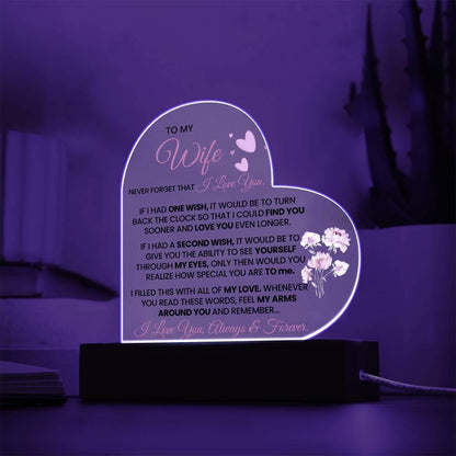 To My Wife Heart Shape Acrylic Plaque – Romantic Anniversary Gift – view 3