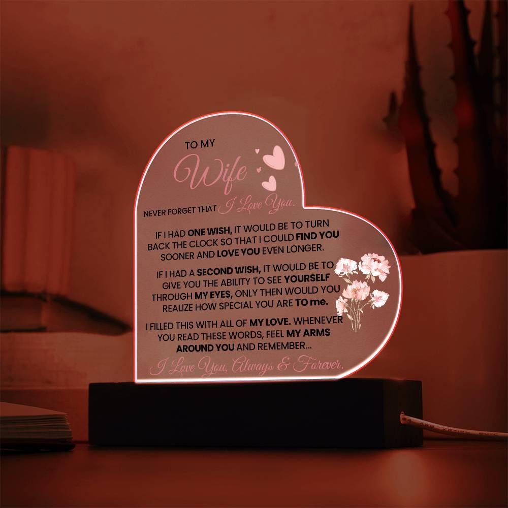 To My Wife Heart Shape Acrylic Plaque – Romantic Anniversary Gift – view 7