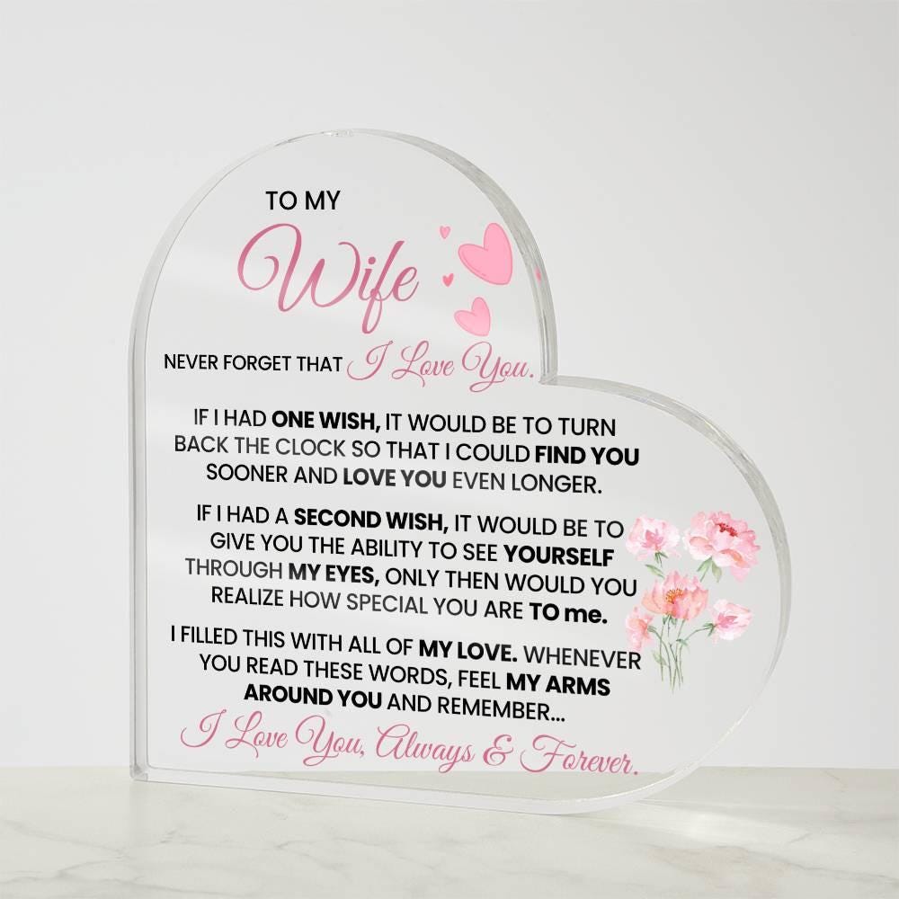 To My Wife Heart Shape Acrylic Plaque – Romantic Anniversary Gift – view 4